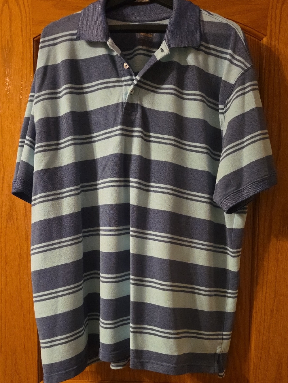 4XL The Foundry Supply Co. Men's Short-Sleeve Polo - Navy & Light Blue Stripes